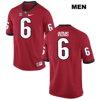 Men's Georgia Bulldogs NCAA #6 Javon Wims Nike Stitched Red Authentic College Football Jersey MWW2754ZK